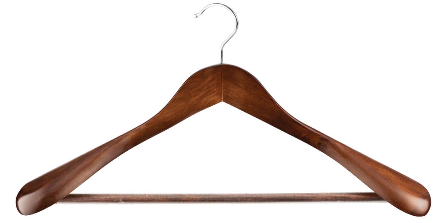 ZOBER 6 Pack High-Grade Wooden Suit Hangers for Men, Extra Wide Shoulder Hangers with Non Slip Pants Bar, Smooth Finish, 360 Swivel Hook, Jacket Hanger, Heavy Duty Wide Hanger for Closet
