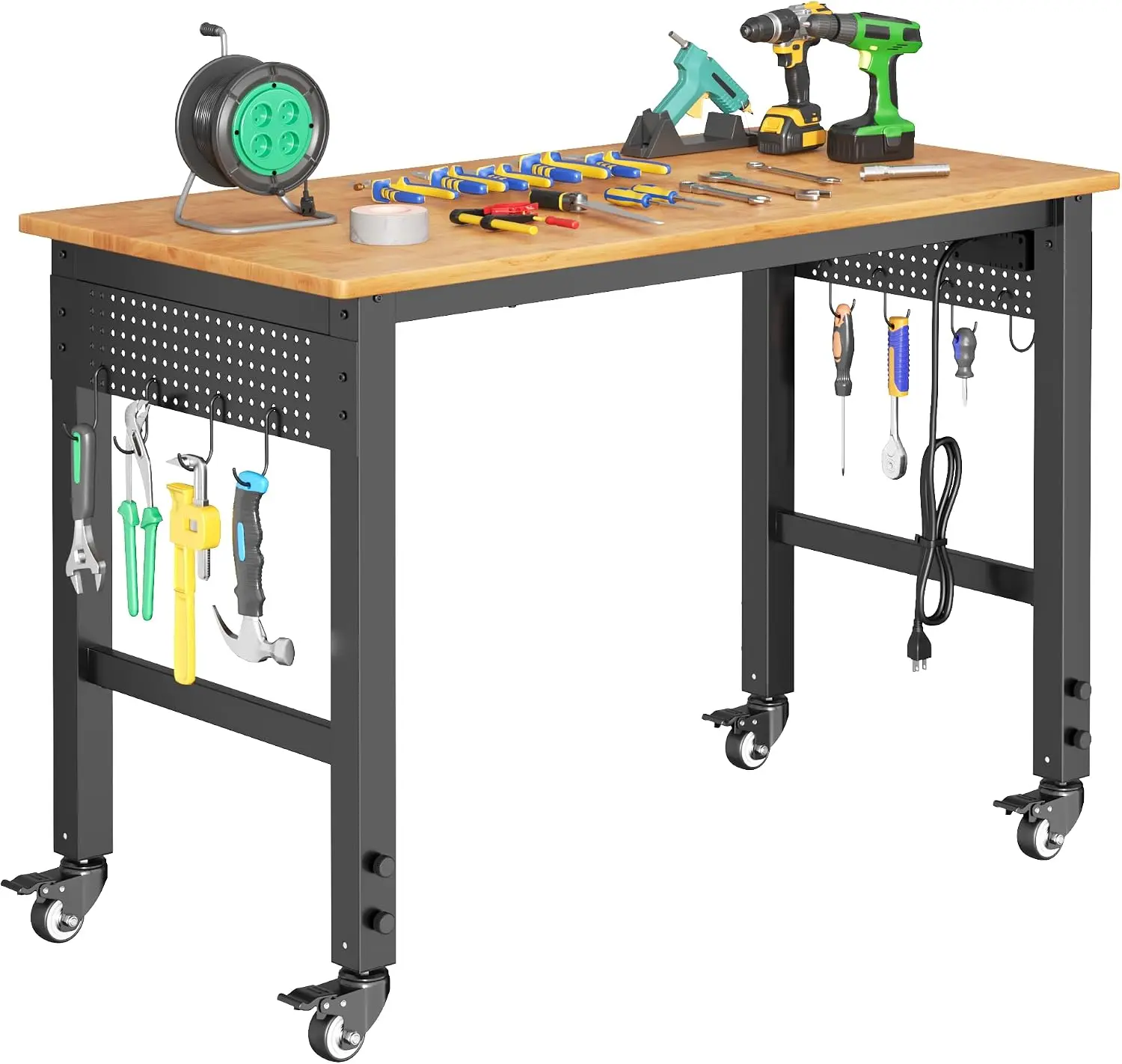 INTERGREAT 48" Adjustable Workbench with Wheels, 2000 LBS Load Work Table