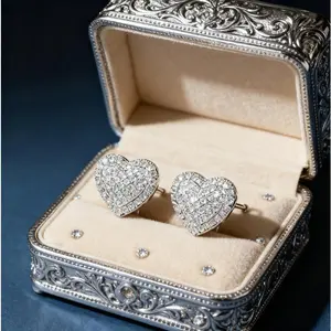 Elegant Heart Shaped Stud Earrings! Luxury Rhinestone High-Quality Women's Jewelry