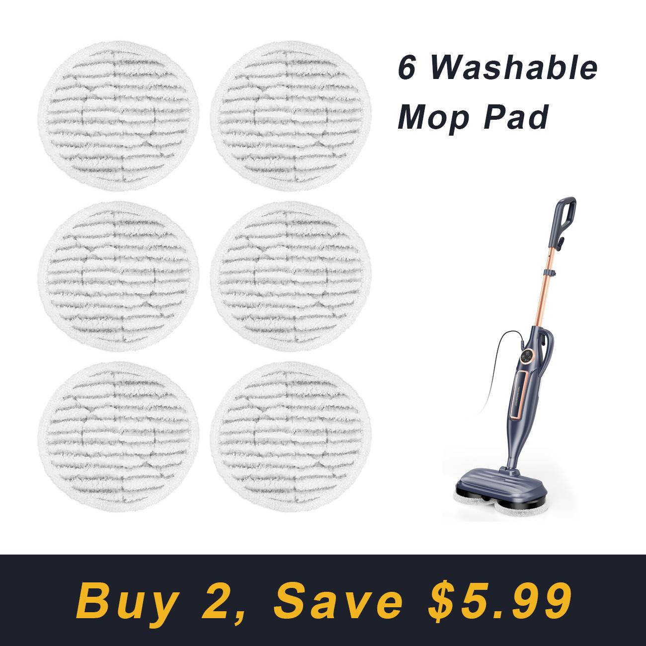 Cleaning mop pads, compatible with the VM6 electric steam mop, 6-piece refill cleaning pads, washable mop cleaning pads, mop accessories.