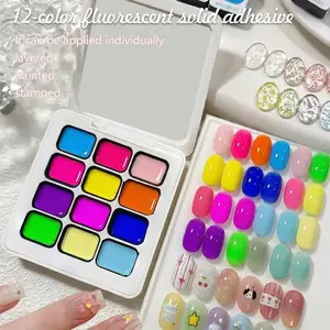 12-Color Fluorescent Solid Gel Polish, Gradient Blush Gel Polish, UV Nail Gel, DIY Nail Art Charm, Long-Lasting & Vibrant Finish