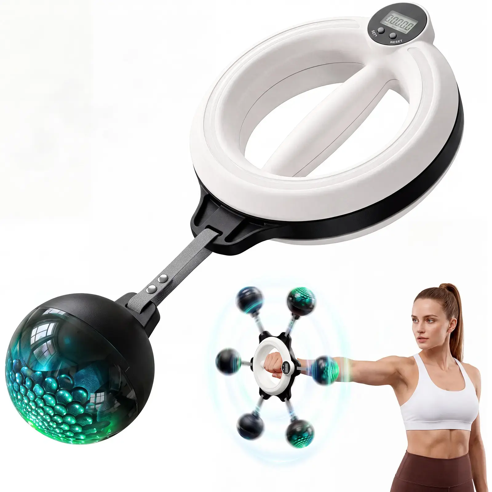 360° Rotating Wrist & Forearm Trainer – Upper Body Strength Tool for Arms, Shoulders & Chest, Portable Home Gym Equipment with Summervibes, Perfect for Men & Women,Halloween