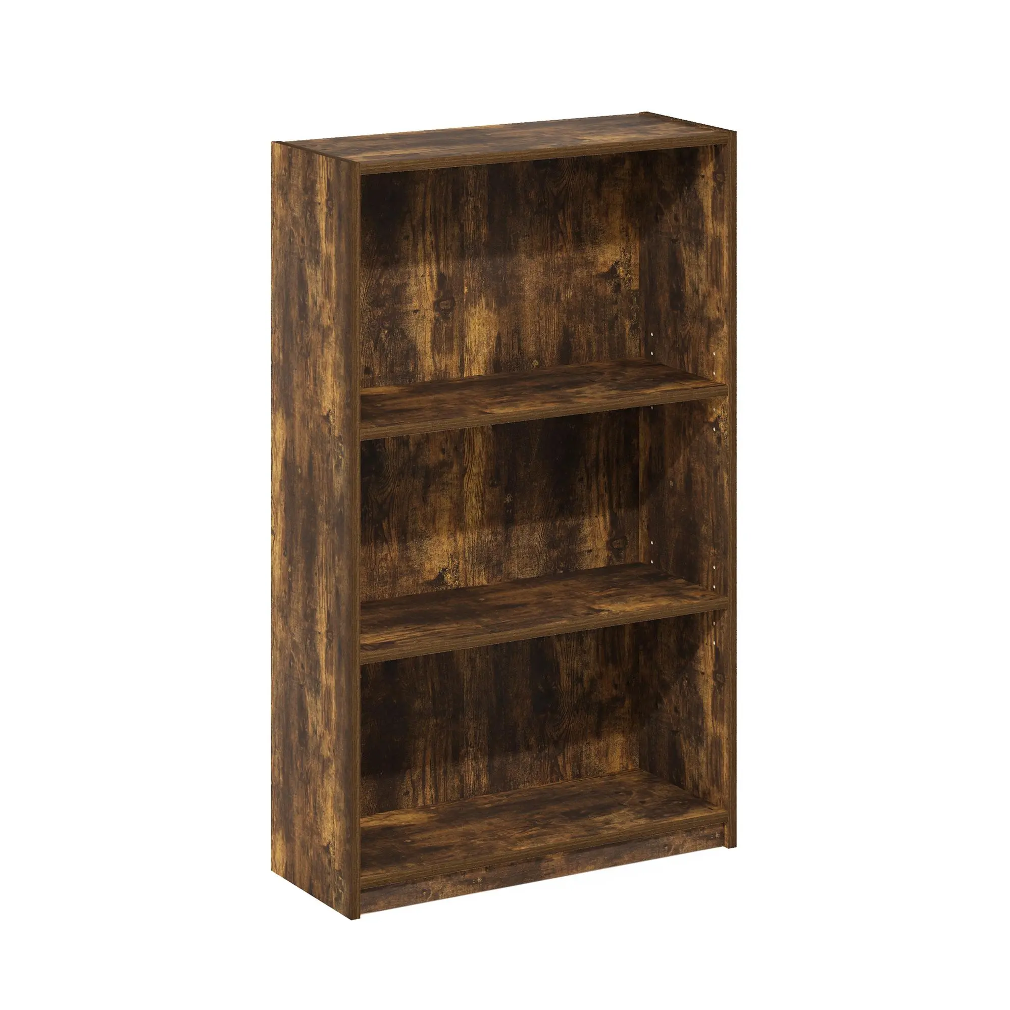 JAYA 3-Tiered Adjustable Shelves Bookcase, 9.5x24.5x40.3 in, Easy Assembly, for Living Room & Home Office, Amber Pine, Three Tiered