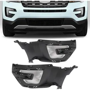 HECASA Fog Lights w/Bezels Pair Compatible with 2016-2017 Ford Explorer & 2016-2019 Ford Police Interceptor Utility Base Replacement for FO1038159 FO1039159 Halogen Front Fog Lamp Cover Trim RH & LH