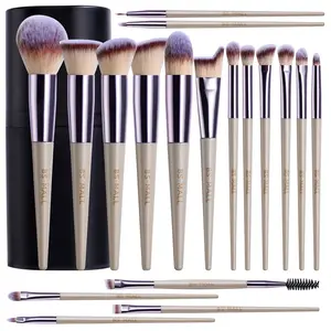 18PCS Champagne Gold Professional Makeup Brush Set with Black Case,Premium Synthetic Bristles, Suitable for Foundation Powder   Blush Concealer Eye shadows, Complete Makeup Tools for Home & Travel, Multifunctional Makeup Brushes