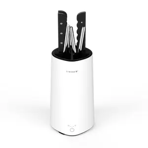 Universal Knife Block Holder Without Knives with Slots for Scissors and Sharpening Rod, Space Saver Knife Holder Storage Organizer for Kitchen Counter Detachable for Easy Cleaning