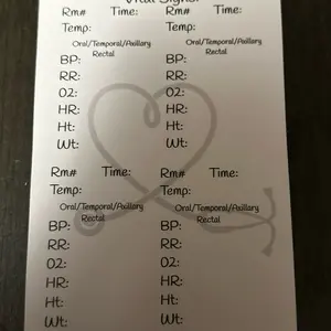 Vital Signs Sticky Notes for Nurses & Nursing Assistants. - 50 sheets per pad, 4x6 in size 4pt Triage Design