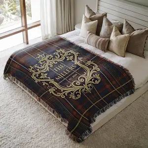 Last Name Woven Blanket Tartan Home Decor Newlyweds Cozy Engagement Gift Anniversary Wedding Gift Last Name