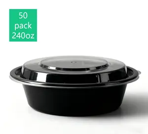 Meal Prep Containers, 50 Pack 24oz (100-Piece) Disposable Take Out Food Storage Containers with Leakproof Lids, Large Plastic To Go Lunch Boxes, BPA Free, Microwave/Dishwasher/Freezer Safe