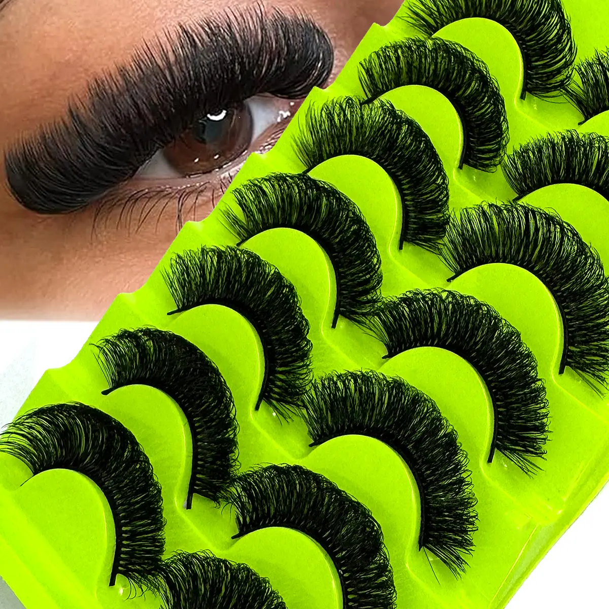 UMIRYAO 7 Pairs Luxurious Faux Mink Lash Cluster False Eyelashes - Dense Fluffy Russian Volume DD Curl, Lengthening Cosmetic Strips, Long-Lasting Fox Eye Lift, Reusable for Beginners (Beauty False Eyelashes & Adhesives), Nature, Lashes Clusters Kit, Strip