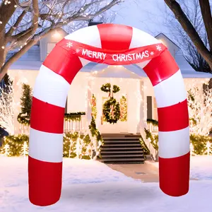 PTS 8FT Inflatable Candy Bar Arch Outdoor Decoration, Christmas Blow Up Yard Decorations, Built-in LED Lights Inflatables Xmas Holiday Funny Decor for Indoor Lawn Garden