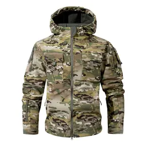 Men's Multi-Pocket Workwear Hooded Jacket, Fleece Waterproof Jacket, 9 Cl Menswear ose-Fitting Pockets Fleece Design. Menswear Coats Coats Tops Long Sleeve Operator Motocross Camo Camouflage Casual Navy OutdoorfunGift
