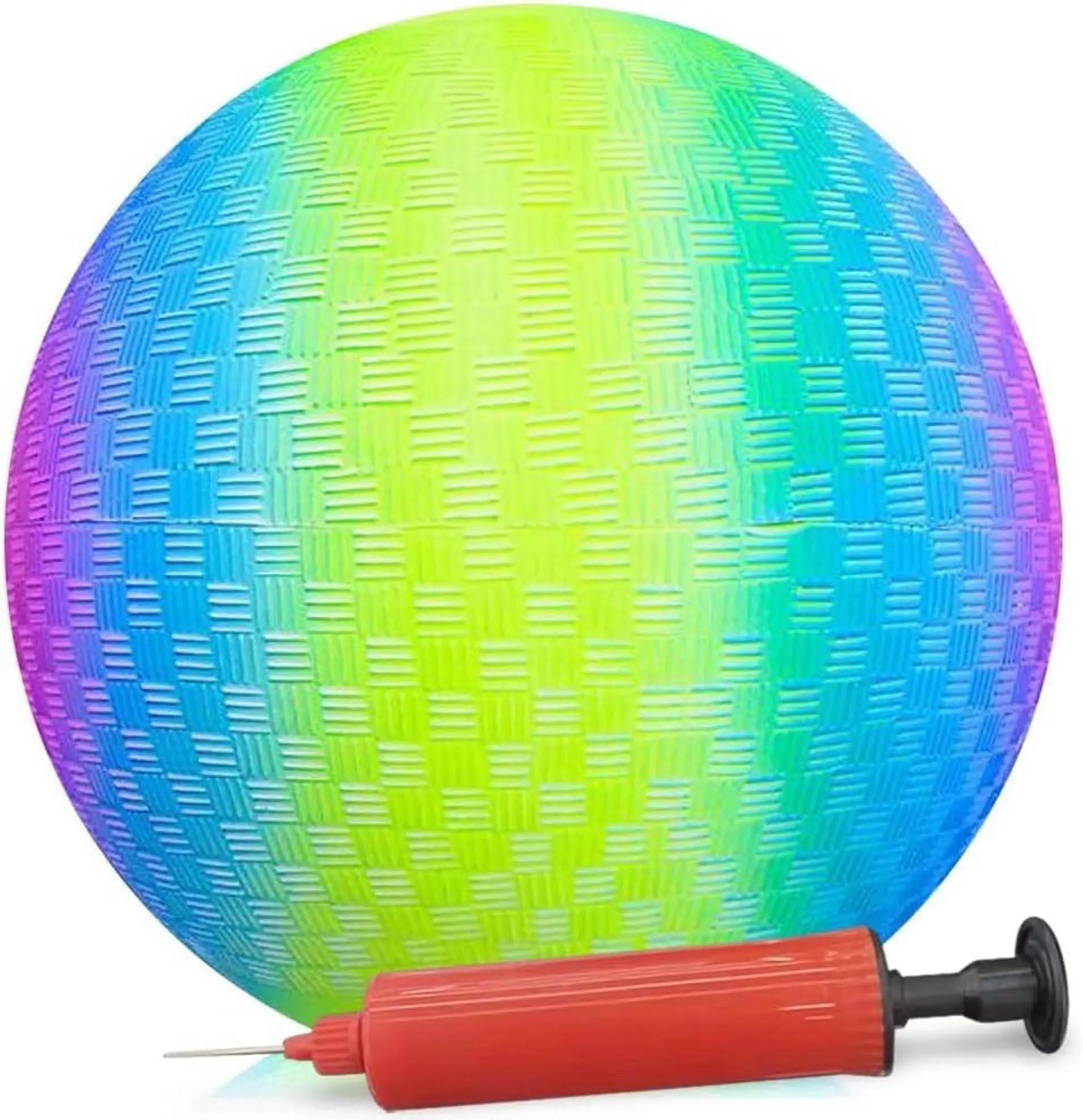 ARTCREATIVITY 9-In Rainbow Kids' Kickball - Bouncing Ball with Hand Pump for Backyard & Beach Outdoor Sports Play, Eye-Catching Design