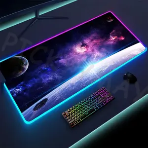 Universe RGB Gaming Mousepad Space Mouse Mats LED Large Gamer Mousepads XXL Keyboard Pads Luminous Desk Mat Mouse Pad Backlit Pickyymay