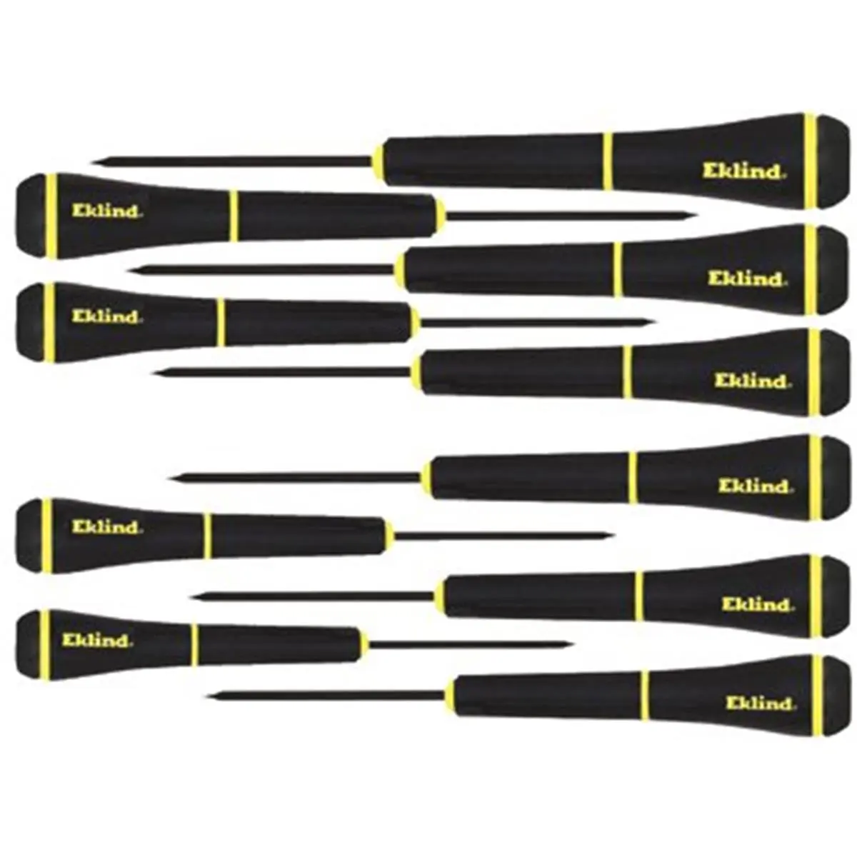 Eklind Tool 269-92199 10-Pc Precision Machined Screwdriver Set - Slotted 1-4Mm, Tip Size Symbol P#000-#1, Ergonomic Soft Grip, Oil & Chemical Resistant