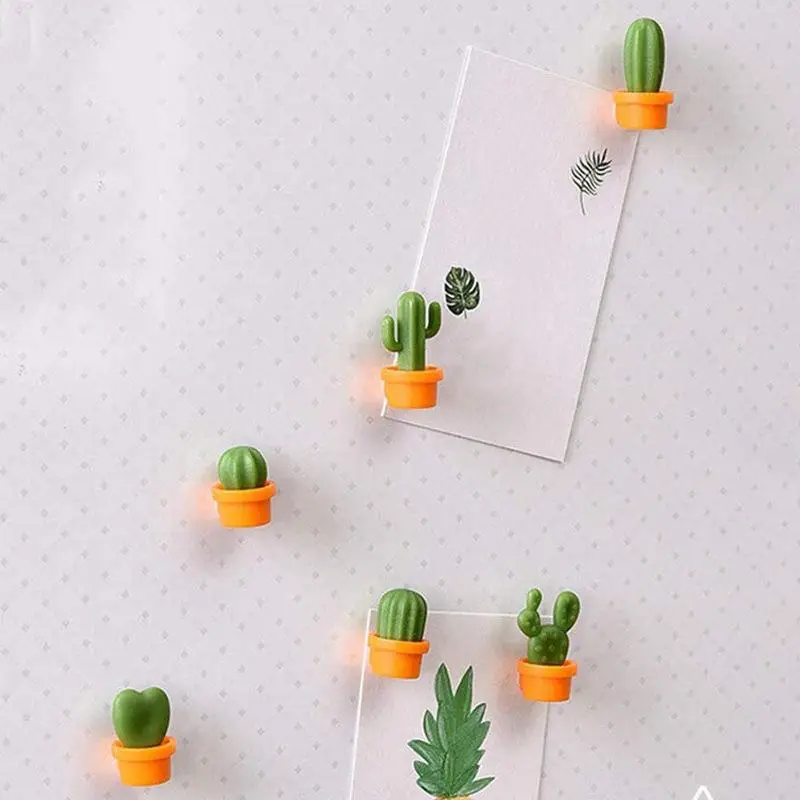 Cactus Shaped Magnetic Message Sticker, 6counts/pack Cute Mini Magnetic Message Sticker, Refrigerator Magnet for Home Kitchen