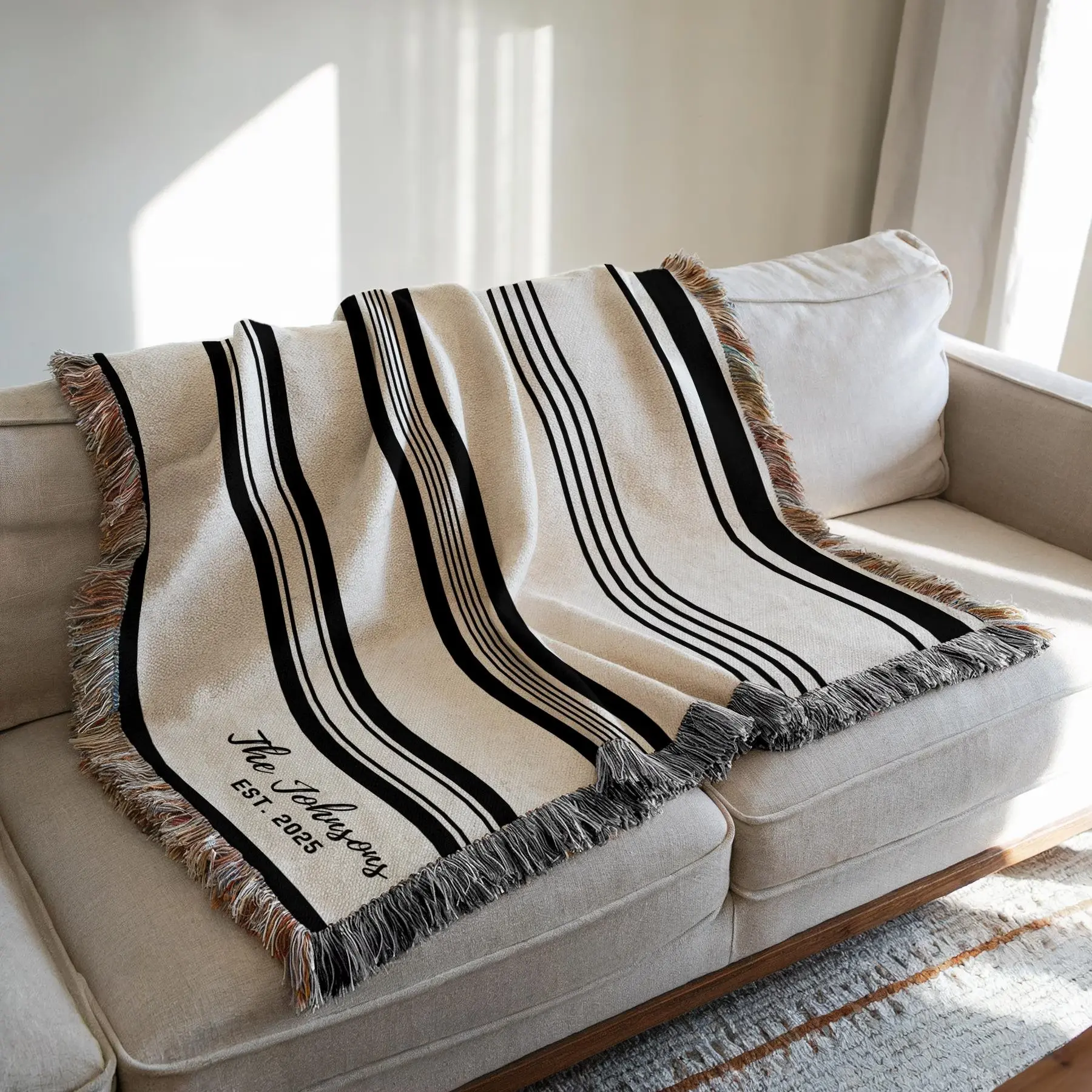 Personalized Wedding Blanket Gift Anniversary Gift Cotton Anniversary Gift Housewarming Gift Family New Home Gift Realtor Gifts for Clients