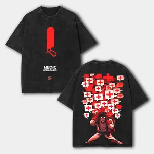 Medic Team Fortress 2 game Double Sided Oversize Washed Tshirt Unisex graphic tee 90s Fabric Fit Clothes Top Cotton, Menswear Top Black Tf2 Casual Crewneck Clothes Soft