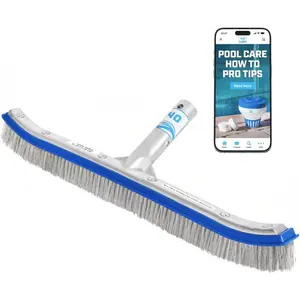 440 Combo Nylon and Stainless Steel Pool Brush - 18-Inch Heavy Duty Pool Brush Head for Cleaning Inground Pool Tiles, Walls, Floor and Steps - Scrub Brush Replacement Head, Strong Bristles - No Pole
