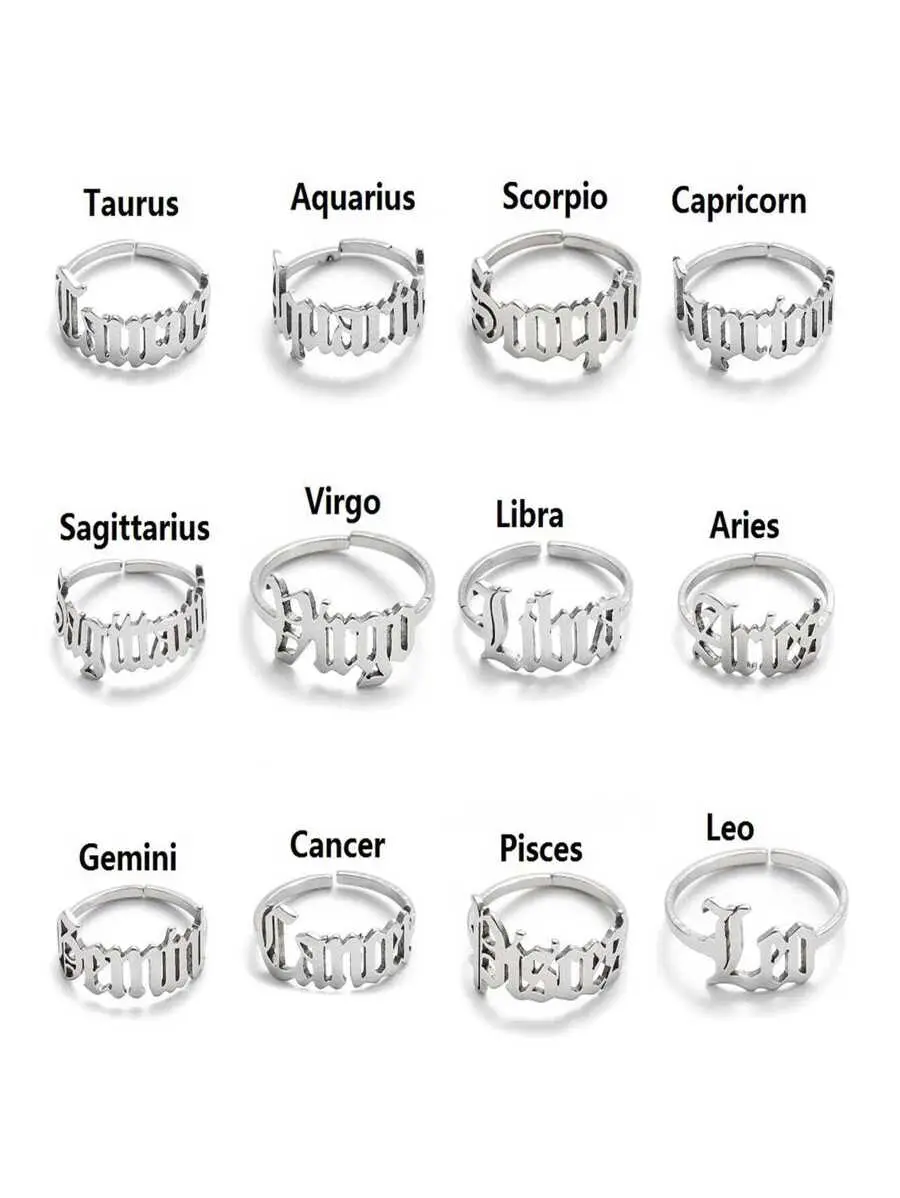 1pc Retro Zodiac Adjustable Open Ring – Fashionable Astrology Ring for Women, Perfect for Daily Wear, Travel, and Vacation Jewelry Gifts