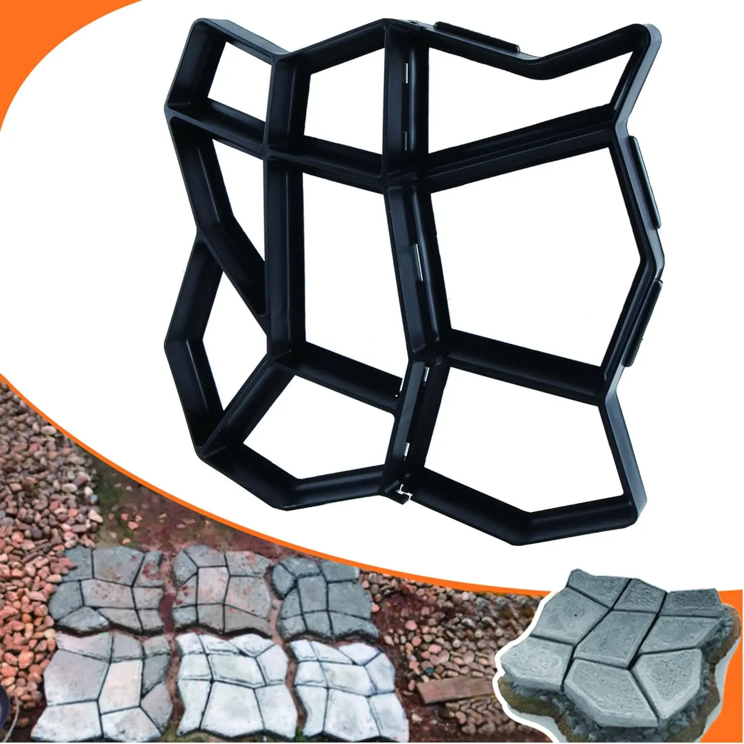 Concrete Mold 17"x17"x1.6" Walker Maker Courtyard Stepping Stone Molds Lawn Garden DIY Paving Mold(Irregular)