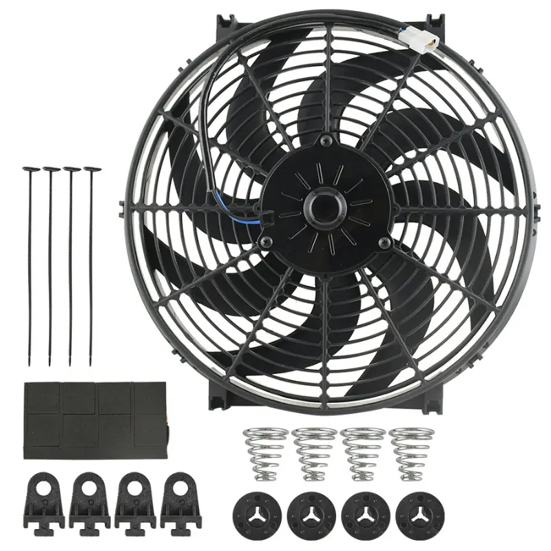 14" 12V Electric Slim Radiator Cooling Fan 80W, Universal High Airflow Condenser Fan for Car Truck, Automotive Cooling System Upgrade Accessory, Replacement Electric Fan for Various Vehicle Models