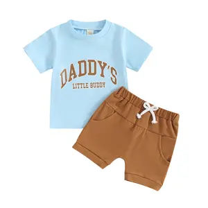 Toddler Baby Boy Summer Clothes Funny Letter T Shirt Elastic Waist Pockets Shorts Set 2 Piece Outfit