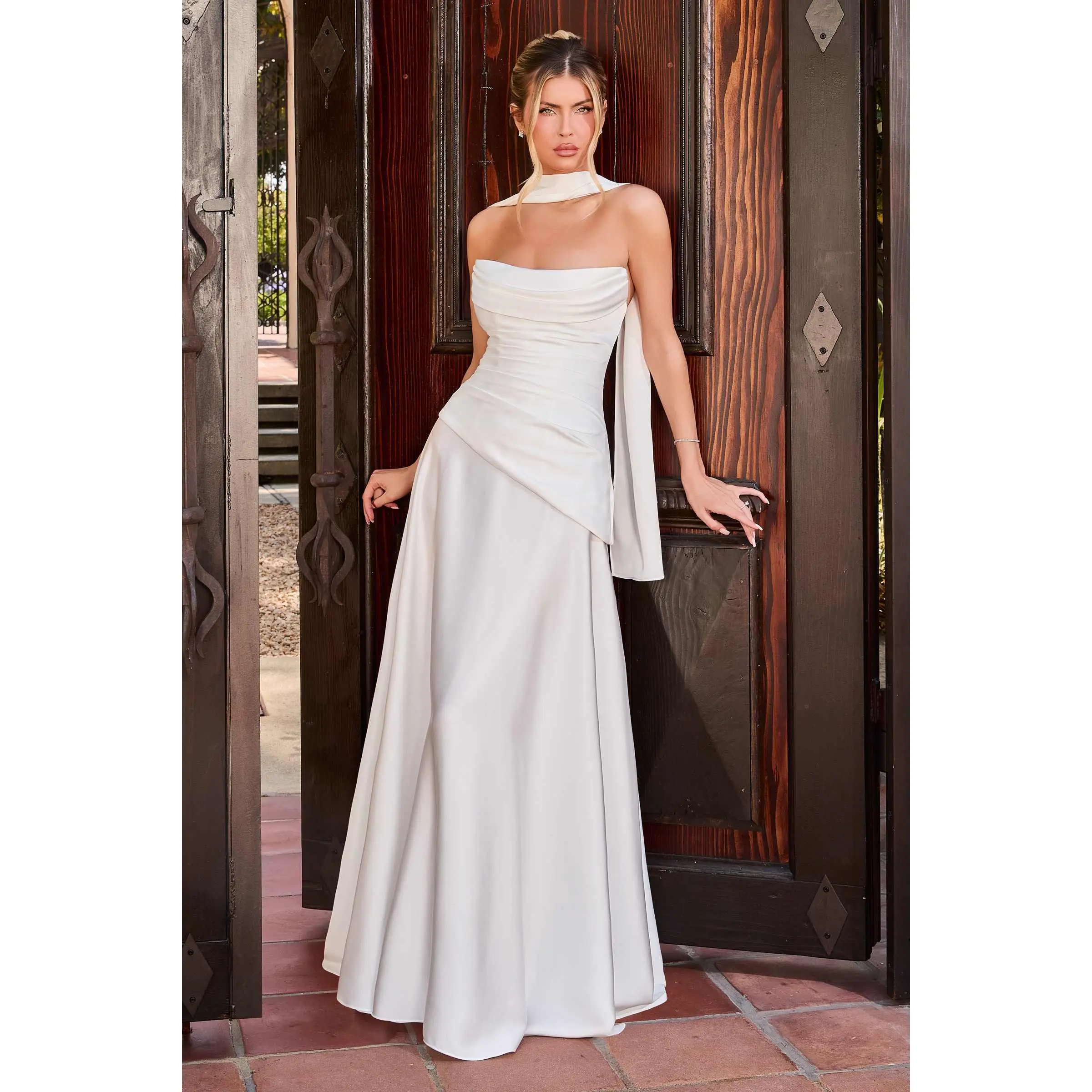 Ladivine 7432W Strapless Fitted Corset Back Wedding Gown