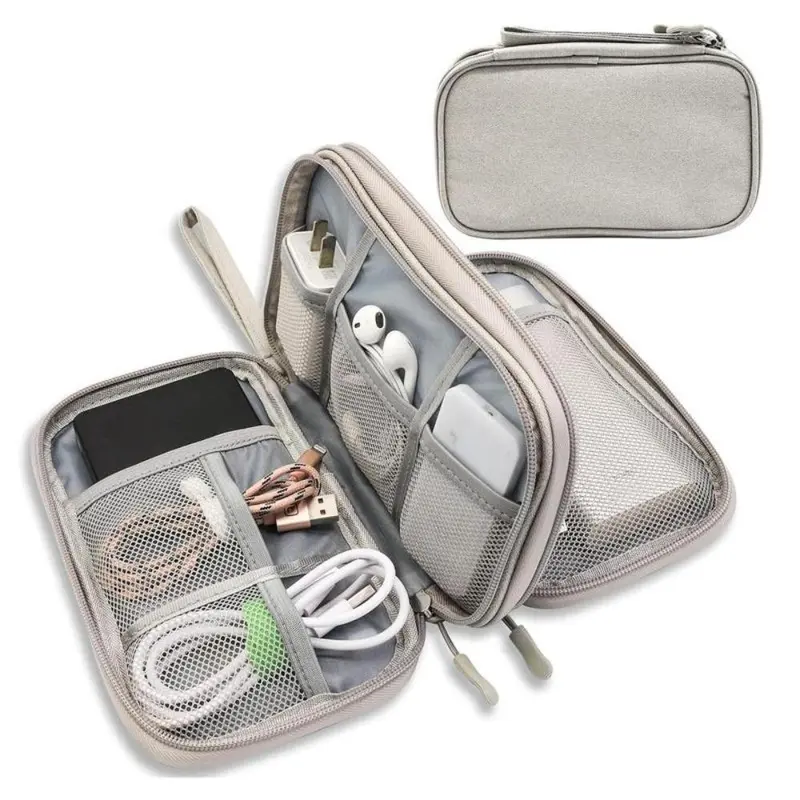 Portable Cable Storage Bag, 1 Count Double-Layer Waterproof Earphone & Accessory Storage Case Tech Accessories for Outdoor Travel, Audio Cables & Headphones, Earbuds, Headphone Pouch