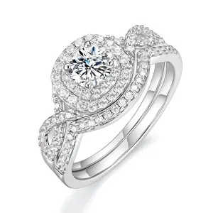 Wedding Rings for Women Round Bridal Engagement Promise Ring Sets Cubic Zirconia Size 5-10