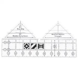 90 Degree Double Strip Quilt Ruler, 10 Inch Acrylic Quilting Triangle Rulers, Non-Slip Quilting Rulers and Templates