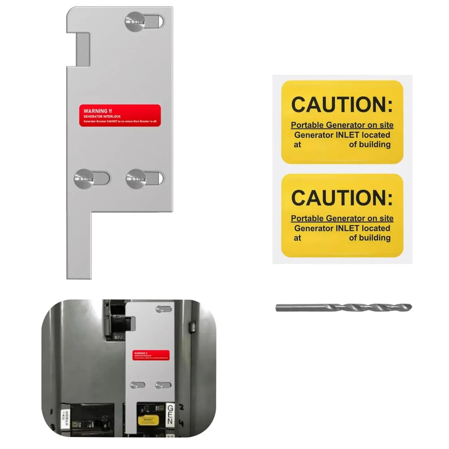 Generator Interlock Kit Compatible with  Vertical Main 150 or 200 amp Breaker,3 1/4 to 4 Inch Spacing Between Main and Generator Breaker,Professional and Interlock Kit