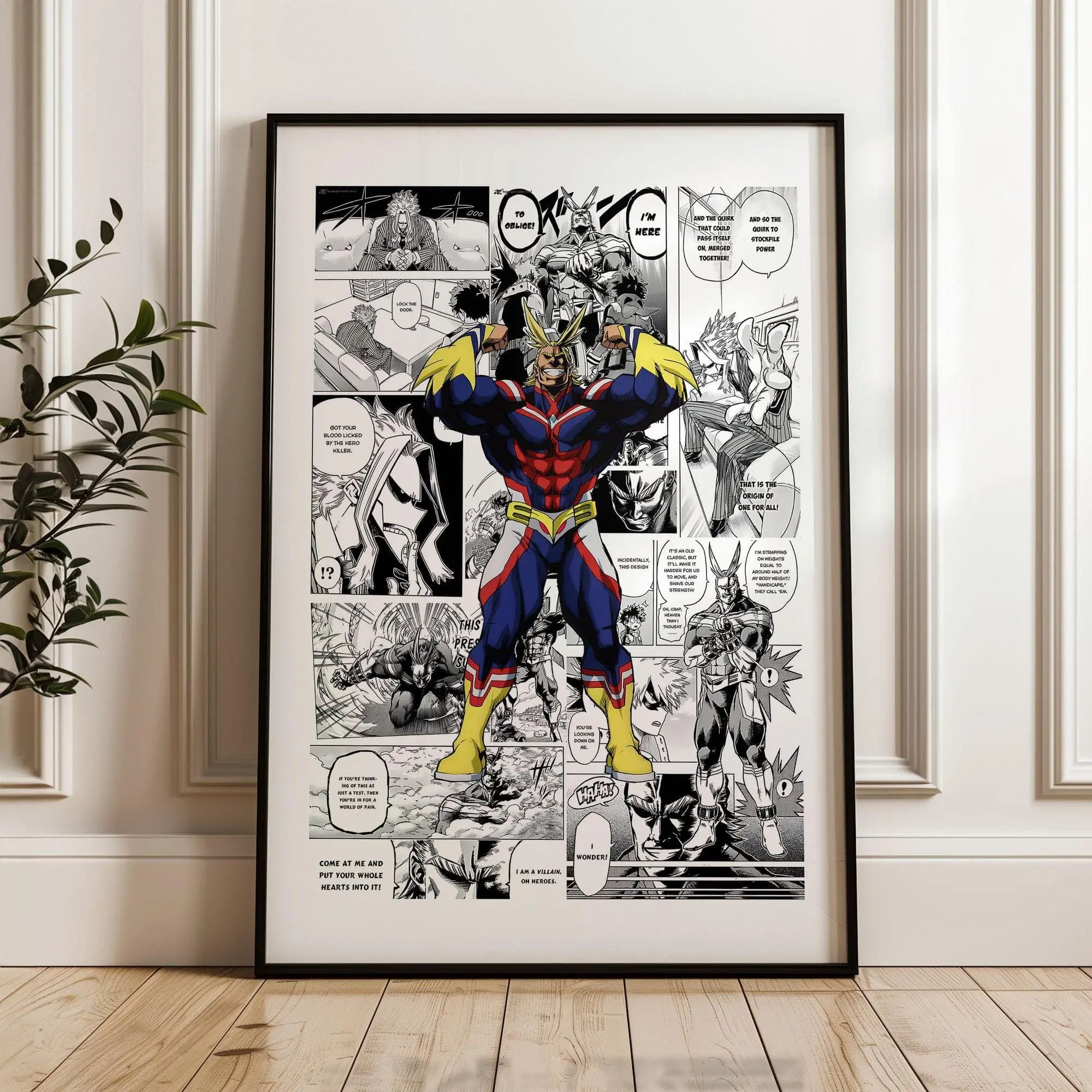 My Hero Academia All Might Manga Panels Poster: Anime Print, Anime Satin Poster