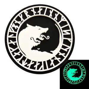 Viking Úlfhédnar No Mercy Only Violence Wolf Odin Patch (Glow Dark 3D-PVC Rubber)