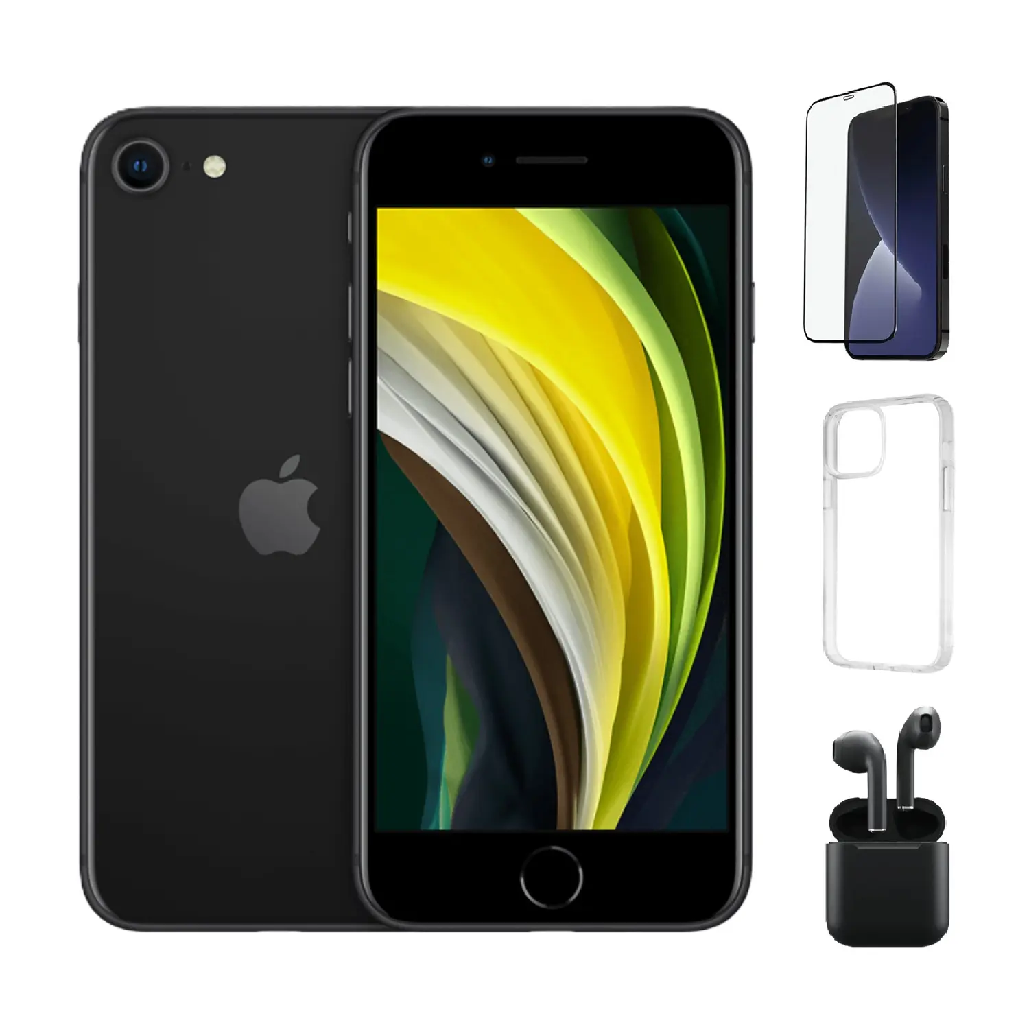Refurbished iPhone SE 2nd Gen (Unlocked)-Excellent Condition with Case, Wireless Earbuds,Tempered Glass Screen Protector & 1 Year Warranty  A2275