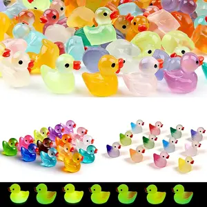 60 count Luminous Mini   Ducks Bulk   Duck Glow in The Dark Mini  Figures  Small Plastic Miniature Ducks Figures for Miniature Landscape Decoration & DIY Craft Decor
