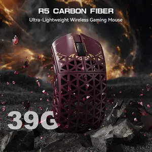 ATTACK SHARK R5 Ultra Carbon Fiber Wireless 8K PAW3950MAX Gaming Mouse 39g SUPERLIGHT, Low Latency, PixArt PAW3950MAX Gaming Sensor, 8000Hz Wireless Polling Rate, MCU Nordic 52840, DPI up to 42000,Wireless/2.4G Wireless/Wired, Hollow Design