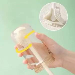 360° Foldable Silicone Cleaning Brush, Long Handle, No-Dead-Corner Design, Reusable, Suitable for Bottles and Cups, Kitchen and Home Cleaner