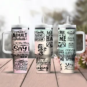 1pc 40oz Christmas water bottle, insulated stainless steel straw mug with handle, featuring satirical quotes, car mug, outdoor mug, travel mug, cup - Valentine's Day gift (straw inside the cup), suitable for gifting.