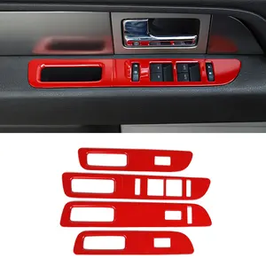 Custom Window Lift Adjust Switch Panel Cover Trim For Ford F150 2009-2014 (NOT FIT Supercab) Car Interior Decorative Accessories Auto Vehicle Red