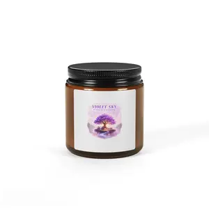 Violet Sky Soy Candle â€” Amber Jar Aromatherapy Candle
