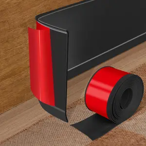 Vinyl Baseboard Molding Trim 4 Inch x 40 Feet Peel and Stick Baseboard Trim PVC Cove Base Moulding Self-Trim for Cabinet, Black