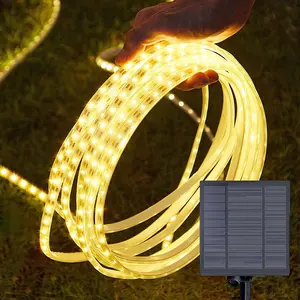 Solar String Lights with Remote Control, Outdoor LED Waterproof Flexible Light Strip, Automatic Switch Mode Path Light for Garden Decor