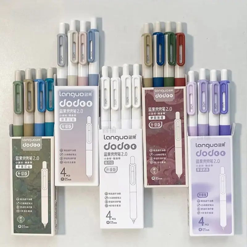 New Creative Blue Fruit Pen Set, 2.0 Upgrade Version, 0.5mm Click Gel Multicolor Pens, Dual Pearl Fast-Drying Pocket Portable Pens, Gel Ink Pens, Smooth Writing Pens