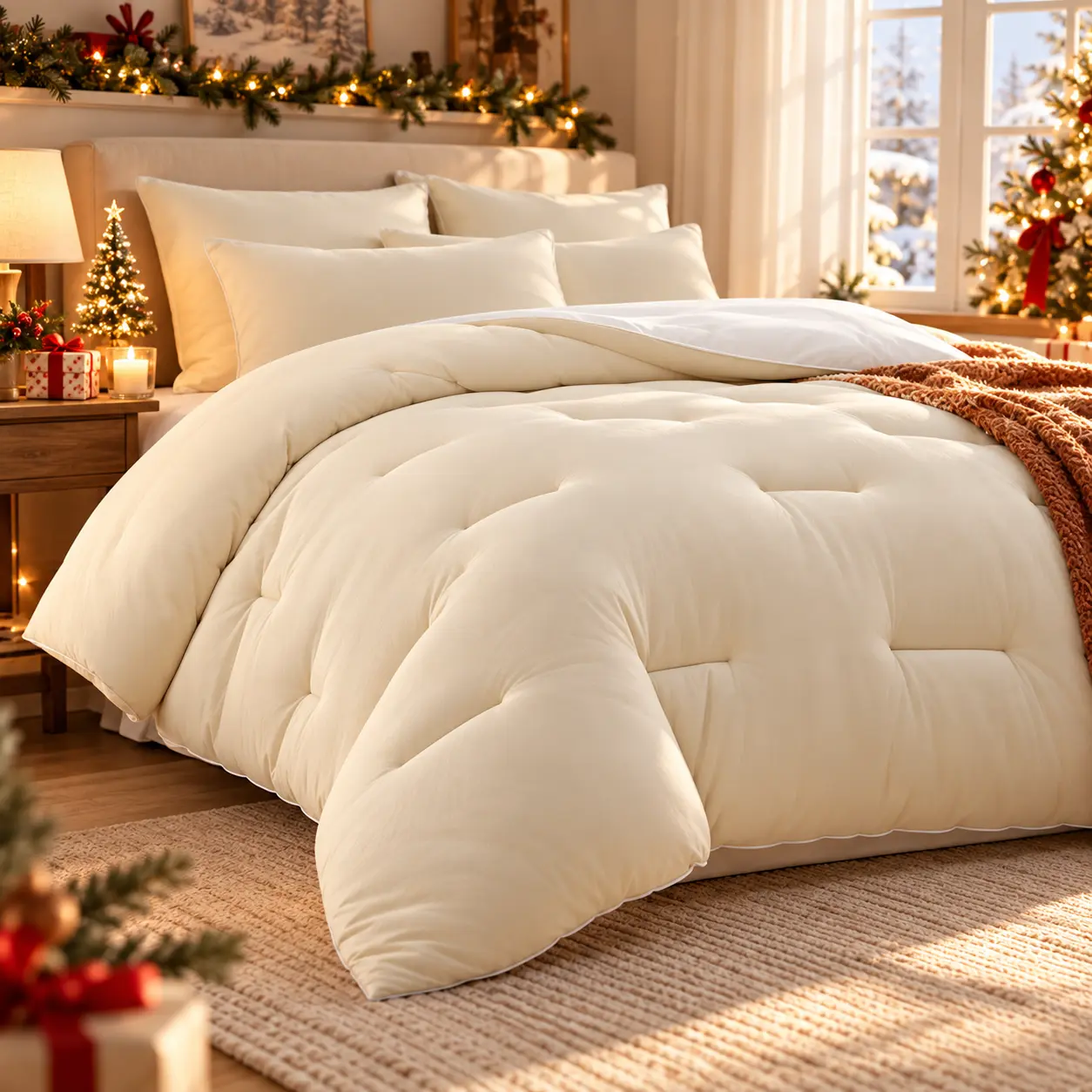 Cloud-Like Comforter, Ultra Soft Fluffy   comfort  Bedding, Lightweight and Breathable All-Season Comforter for Cozy Sleep, Queen/California King
