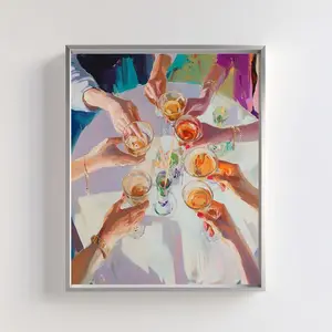 [SALE UP TO 50% - UNFRAMED] Cheers Art Print - Celebration Wall Art for Cocktail Party - Elegant Drink Illustration - Happy Hour Poster - Social Gathering Decor- Complimentary Delivery