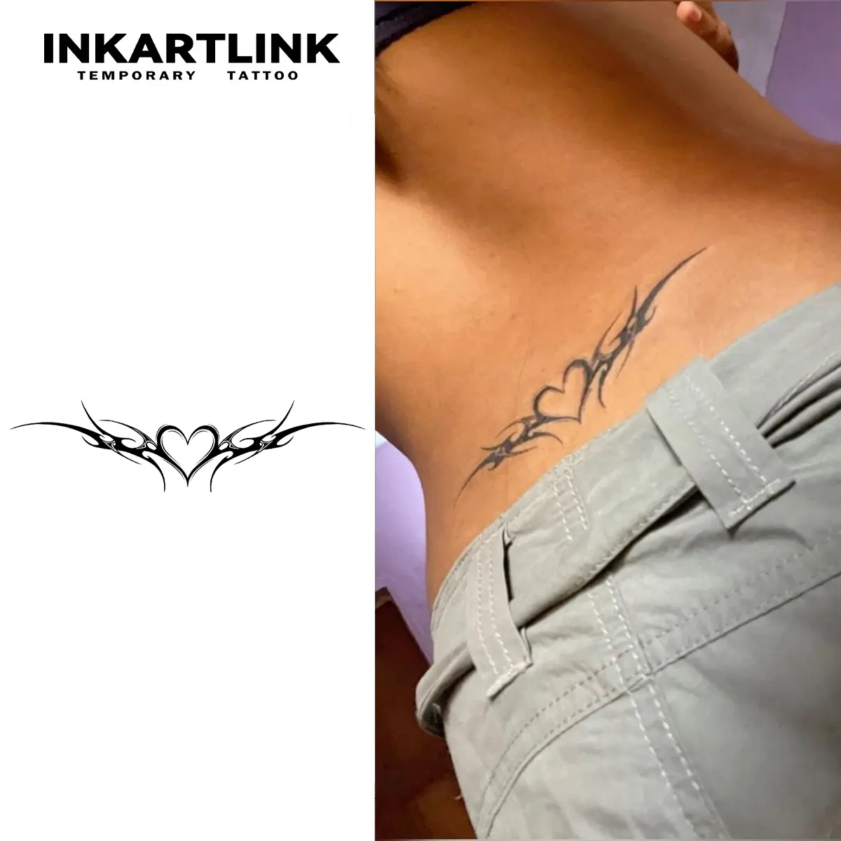 INKARTLINK Succubus Fake Tattoos, 2 Sheets Semi-Permanent Temporary Tattoos for Adults, Realistic Look, Waterproof, Lasts 1-2 Weeks, Ideal for Swimming Parties