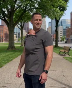 Lalabu The Dad Shirt | Hands-Free Baby Carrier for Dad with Kangaroo Pouch | Engineered for Bonding, Safety, & Comfort for Newborns Up to 15 Lbs. | CPSC Approved
