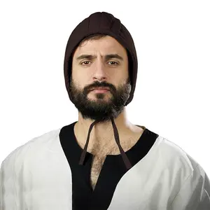 Medieval brown Quilted Canvas Cotton Padded Arming Cap Protector Under Armor Chainmail Coif for LARP, Renfair