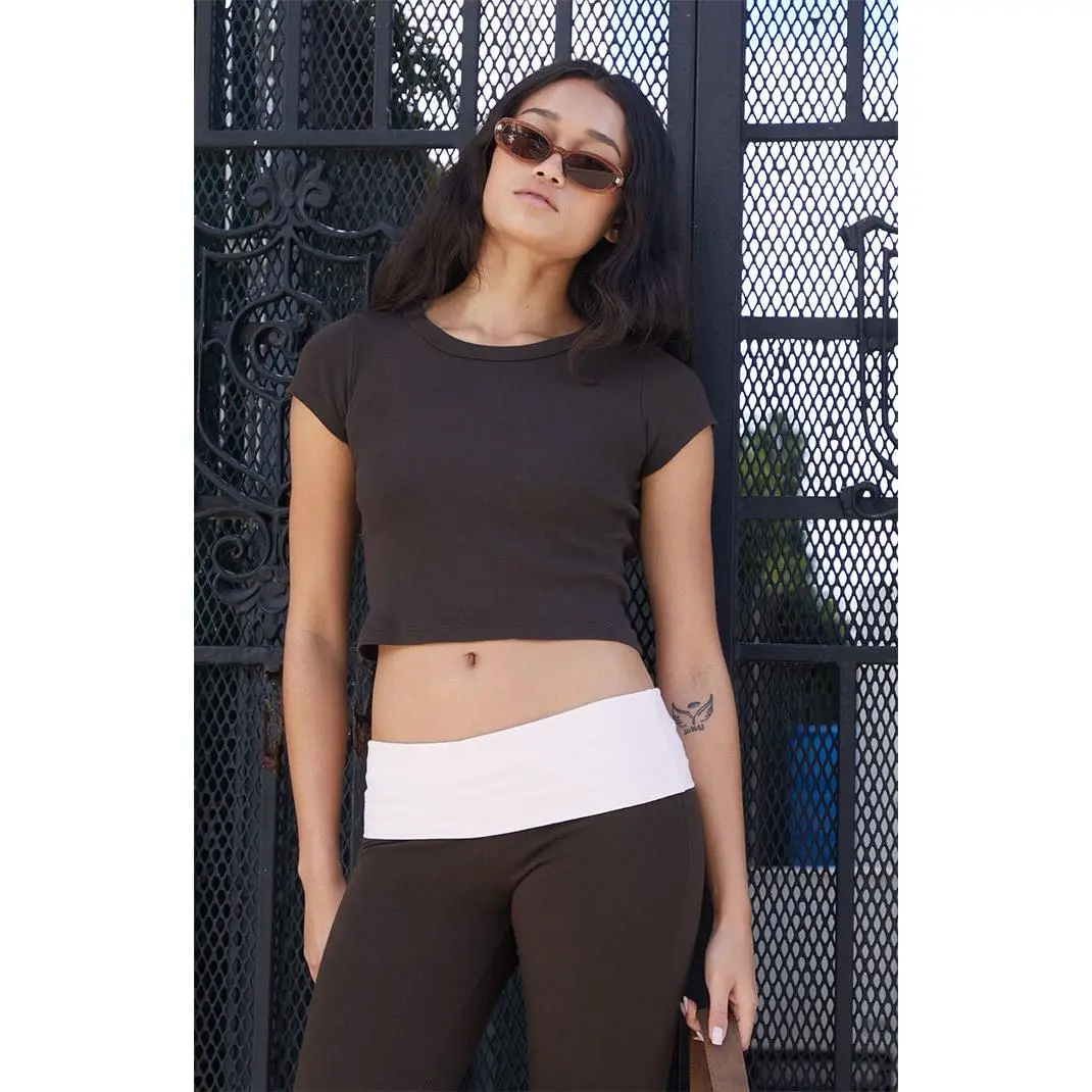 John Galt Women's Brown Ashlyn Cropped T-Shirt John Galt Women's Brown Ashlyn Cropped T-Shirt